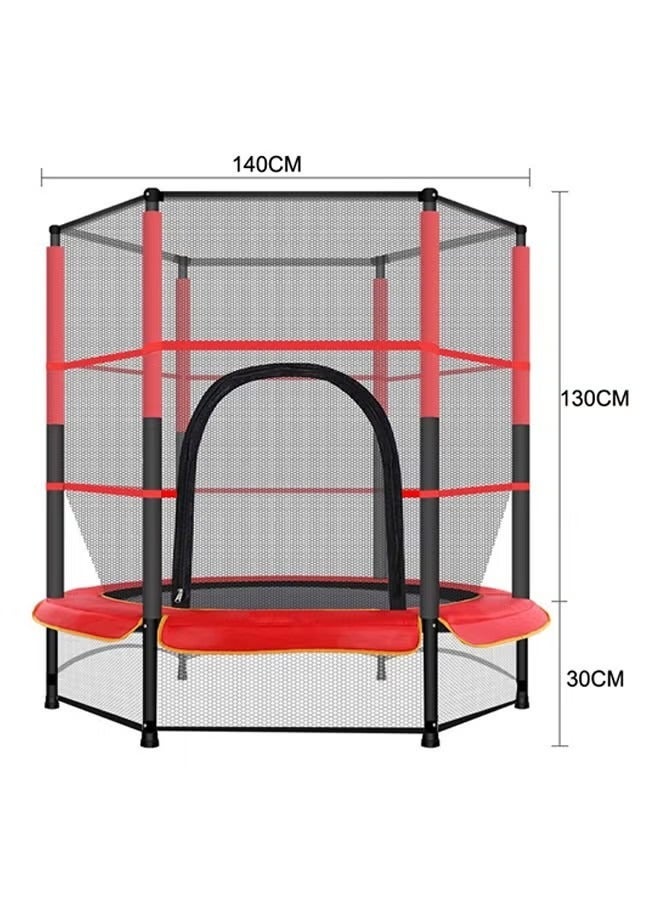 GOOTOY Round Trampoline Heavy-Duty Indoor Or Outdoor Bounce Trampolines With Safety Net For Safe And Secure Fun Time 5.5ft 140x140x130cm Color Black/Red - Image 3